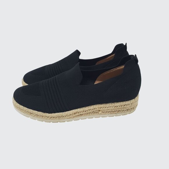 Adrienne Vittadini Niko Black Stretch Slip-on Espadrille 9M - Picture 1 of 9